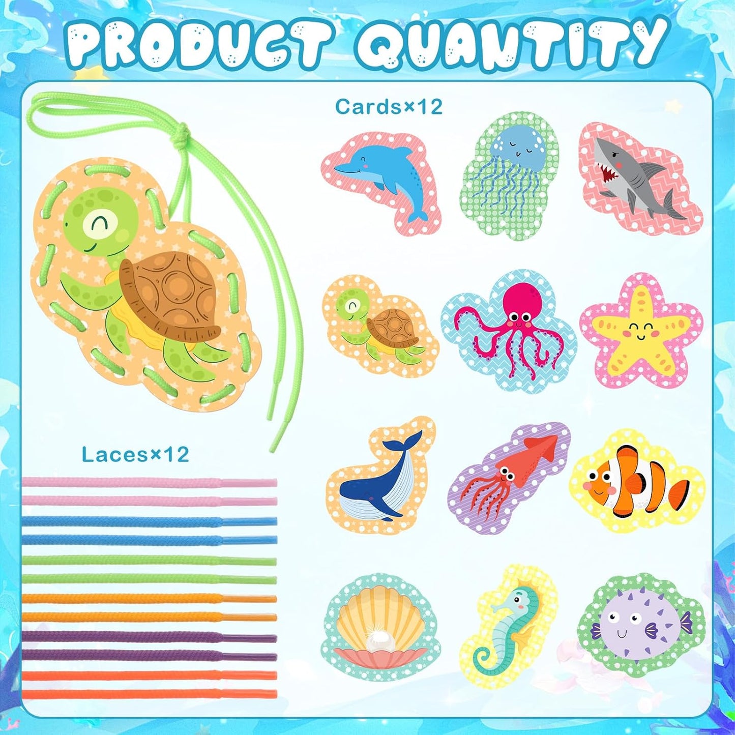 Chivao Lacing Cards for Toddlers Kids, 12 Pcs Sewing Kit Preschool Learning Activities for Kids Travel Craft Set Manipulatives for Preschoolers Homeschool Developing Imagination Skills
