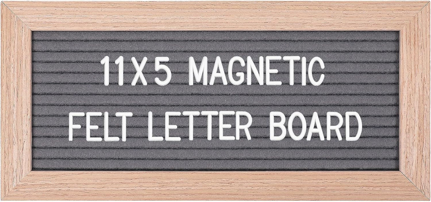 Small Magnetic Felt Letter Board 11x5Inch with Changeable Letters and Numbers, Message board Letter Sign Board in Wood Frame for Anoucement&Notification(Black)