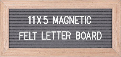 Small Magnetic Felt Letter Board 11x5Inch with Changeable Letters and Numbers, Message board Letter Sign Board in Wood Frame for Anoucement&Notification(Black)