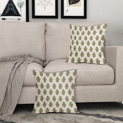 Sage Green Blue Floral Block Print Pillow Covers 18x18 Set of 2 Spring Flower Pattern Decorative Throw Pillowcases Outdoor Rustic Farmhouse Square Cushion Cases Decor for Home Couch Sofa Bed