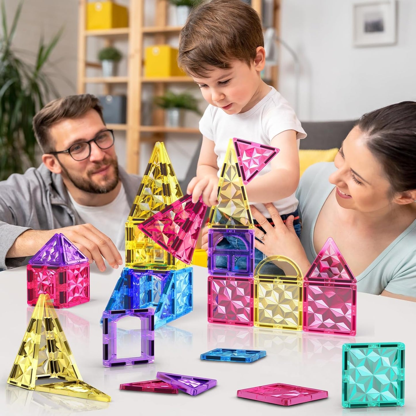 Jasonwell Magnetic Tiles Kids Magnetic Blocks 60PCS Building Sets 3D Magnet Toys Preschool Educational Construction STEM Toy Christmas Birthday Gifts for Toddlers Boys Girls 3 4 5 6 7 8 9 + Year Old