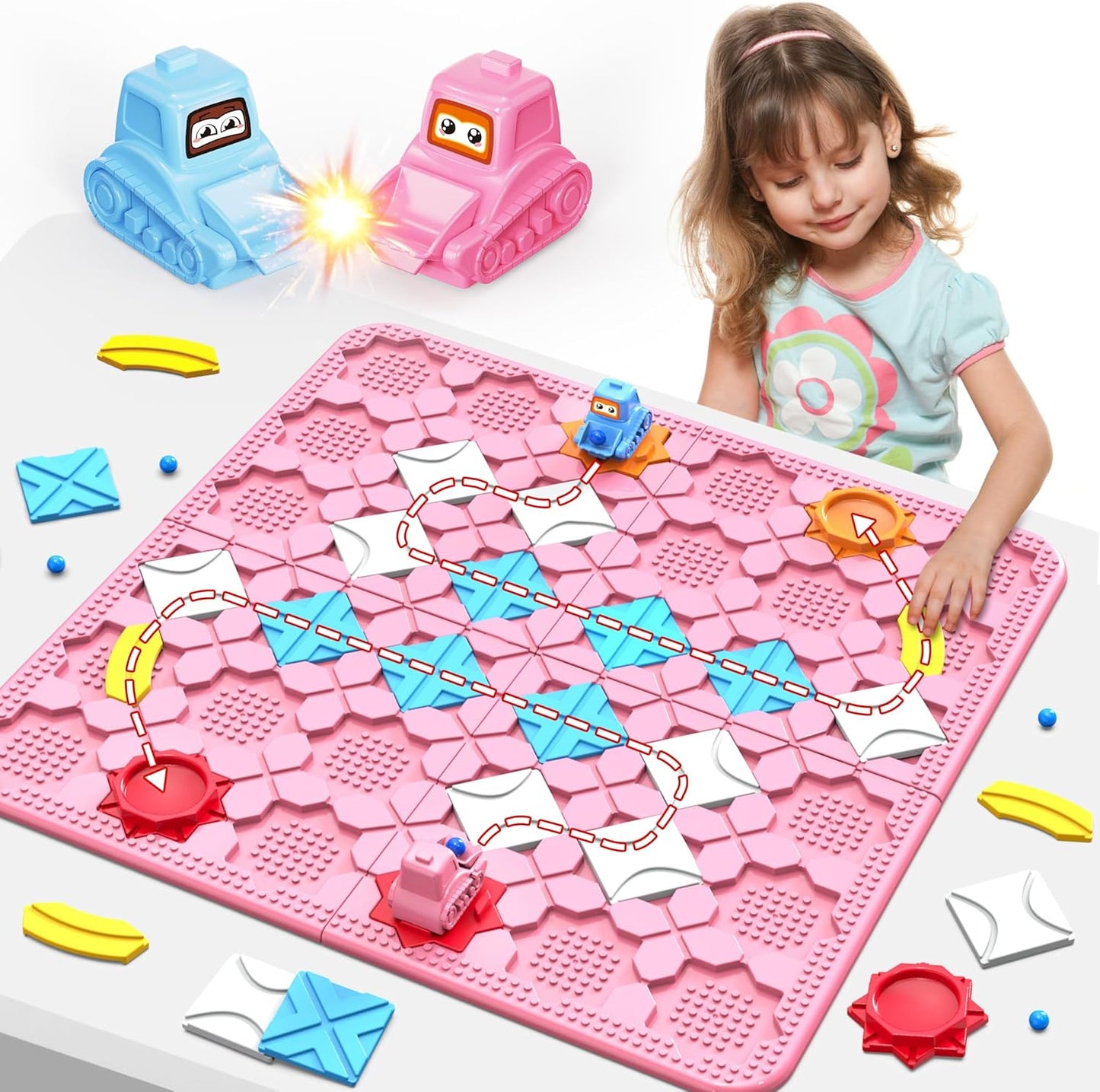 STEM Logic Road Builder Toys: Board Games Toys for 5 Year Old Kids, Montessori Brain Teaser Puzzles Educational Learning Activities Toy for Kid Ages 3 4 6-8 12 Boys Girls Gifts (Orange 32PCS)