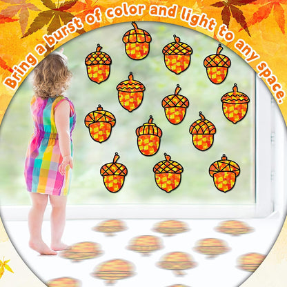 32 Sets Outer Space Suncatchers Craft Kit DIY Window Stained Glass Effect Planet Astronaut Alien Paper Crafts Home School Classroom Decoration Kid Birthday Gift Creative Art Project Activity Game - Colors A