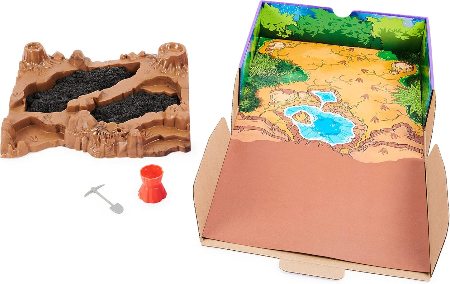 Kinetic Sand, Dino Dig Playset with 10 Hidden Dinosaur Bones, Play Sand Sensory Toys for Kids Aged 6 and up