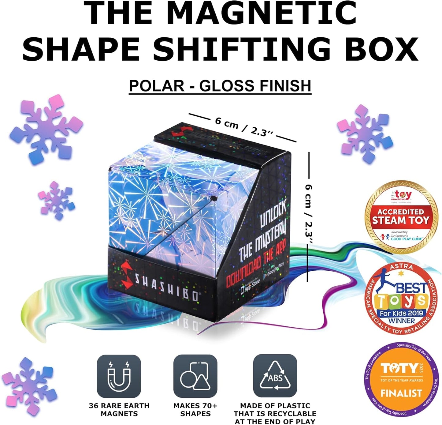 Shashibo Shape Shifting Box - Award-Winning STEM Fidget Toy with Ultra Strong Magnets - Puzzle Cube Transforms Into 100+ Shapes, Perfect Sensory Gift for Kids, Teens, and Adults (Cosmos)