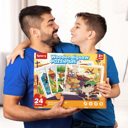 SYNARRY Large US World Earth Solar System Wooden Puzzles for Kids Gift Box(12.2 * 9.4 in), Puzzles for Toddlers 3-5, Wood Puzzles for Kids Ages 4-6, Easter Basket Stuffers Gifts for Kids