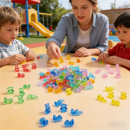 Counting Bears and Bunnies,240 Pieces Counter Toys for Kids - Fun Educational Math Manipulatives with Storage Box for Counting & Learning