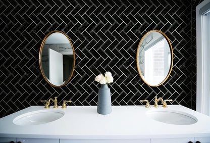 VViViD 11 Sheets Peel and Stick Grey Gloss Faux Ceramic Brick Wall Tiles, Self Adhesive Backsplash 12”x12”, 2mm Thick Kitchen, Bathroom (11 sq. ft.)