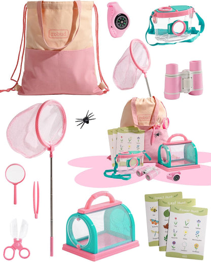 ROBUD Bug Catcher for Kids, Bug Catcher Kit with Bag Kit, Outdoor Exploration Set for Camping, Montessroi Toy for Kids Coming Closer to Nature，WRP07