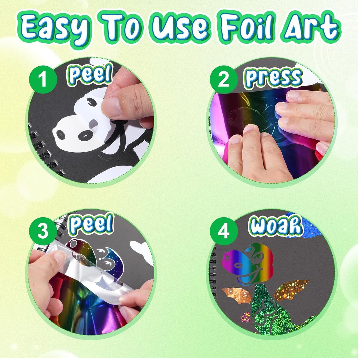Foil Craft Bugs Butterfly DIY Art Fun Kits Set, No Mess Creative Foil Art Drawing Game for Kids, Birthday Gifts Crafts Supplies Travel Toys for Girls Boys Ages 4-9