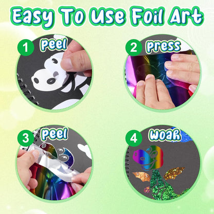 Foil Craft Bugs Butterfly DIY Art Fun Kits Set, No Mess Creative Foil Art Drawing Game for Kids, Birthday Gifts Crafts Supplies Travel Toys for Girls Boys Ages 4-9