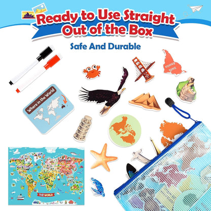 Toys for 3-8, Geography Busy Book Sensory Toys for Boys 3-6 Educational Toy for Kids Boy 4-9 Preschool Learning Activities Homeschool Birthday Gift for Girls and Boys Ages 5-7