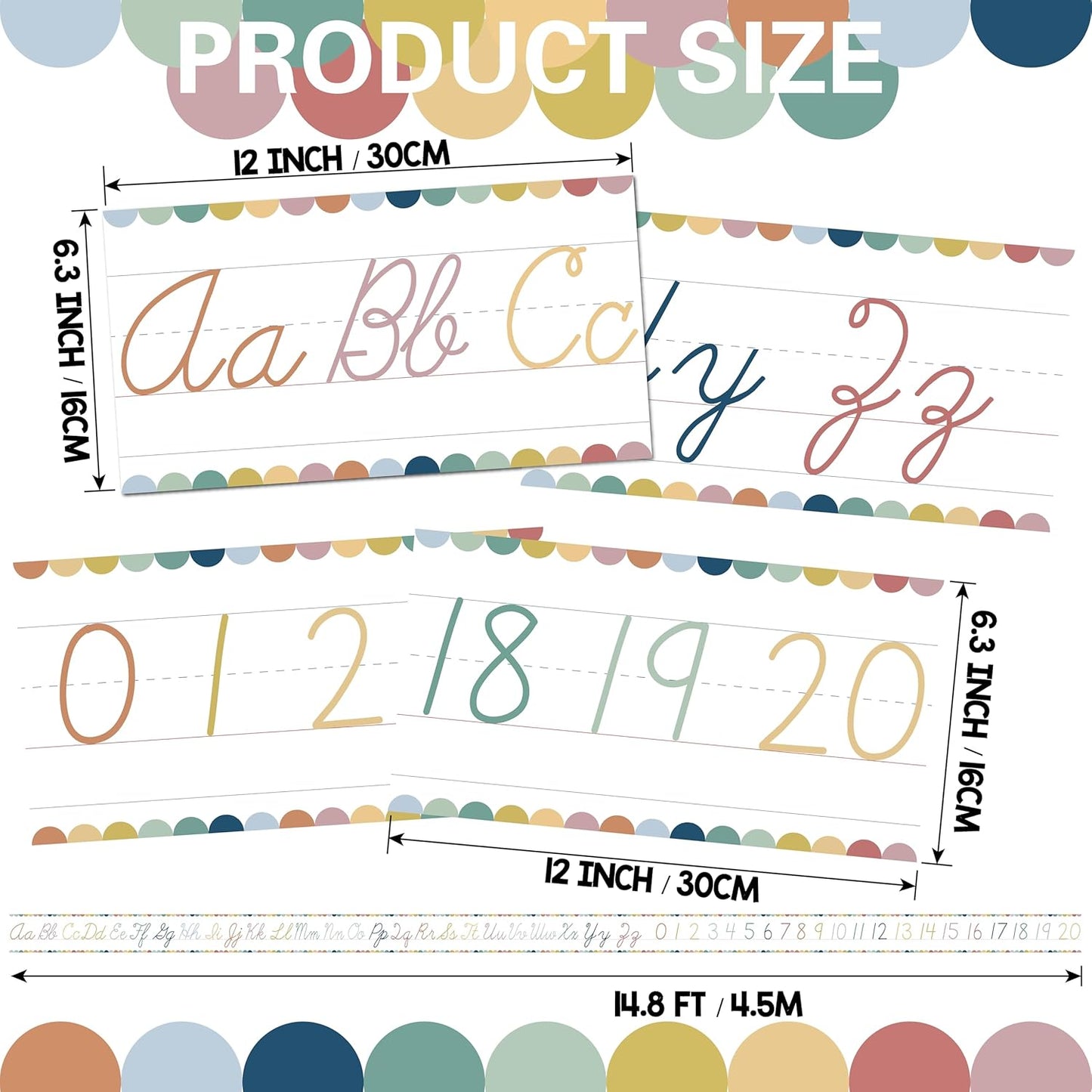 Alphabet for Classroom Wall - 15 PCS Crayon ABC Manuscript Alphabet Line for Classroom Wall Alphabet Bulletin Board Set for Pre School Elementary Classroom Homeschool, Playroom Bedroom Decorations