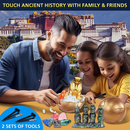 PIBEX Ancient Wonders Dig Kit, Dig up 6 Mystery Historical Landmarks & 6 Treasure Stones, Famous World History Architecture Toy Archaeology Set, STEM History Gift for Kids Age 6-8-12