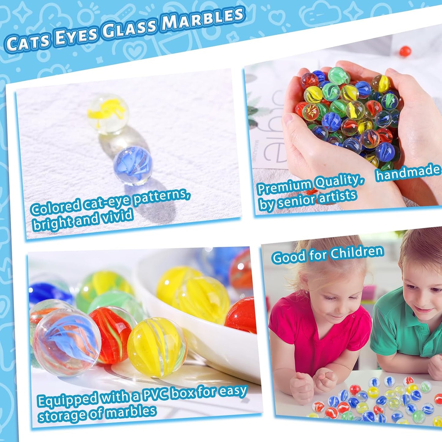 LovesTown 100PCS Glass Marbles Bulk, for Kids Marble Run Game, DIY and Home Decoration