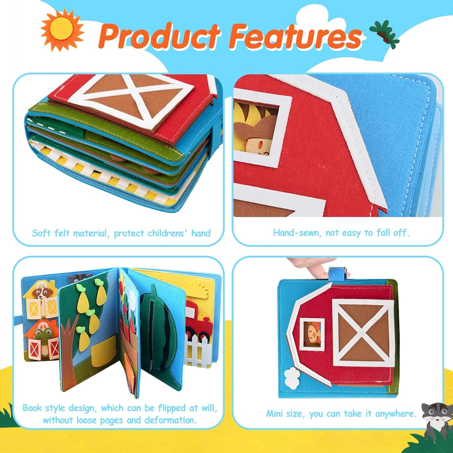 Daily Life of Boys Busy Book for Toddlers,Montessori Busy Books,Preschool Felt Busy Quiet Book Learning Life Skills,House Pretend Play Dress UP Game,Montessori Toys for 3 4 5 Years Autism Sensory