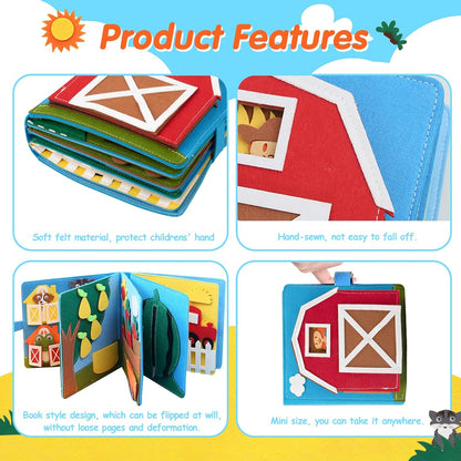 Daily Life of Boys Busy Book for Toddlers,Montessori Busy Books,Preschool Felt Busy Quiet Book Learning Life Skills,House Pretend Play Dress UP Game,Montessori Toys for 3 4 5 Years Autism Sensory