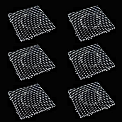 6 PCS Fuse Beads Pegboards Kits, Plastic Bead Boards, Large Square Clear Beads Pegboards for Kids Craft Bead, DIY Craft Bead