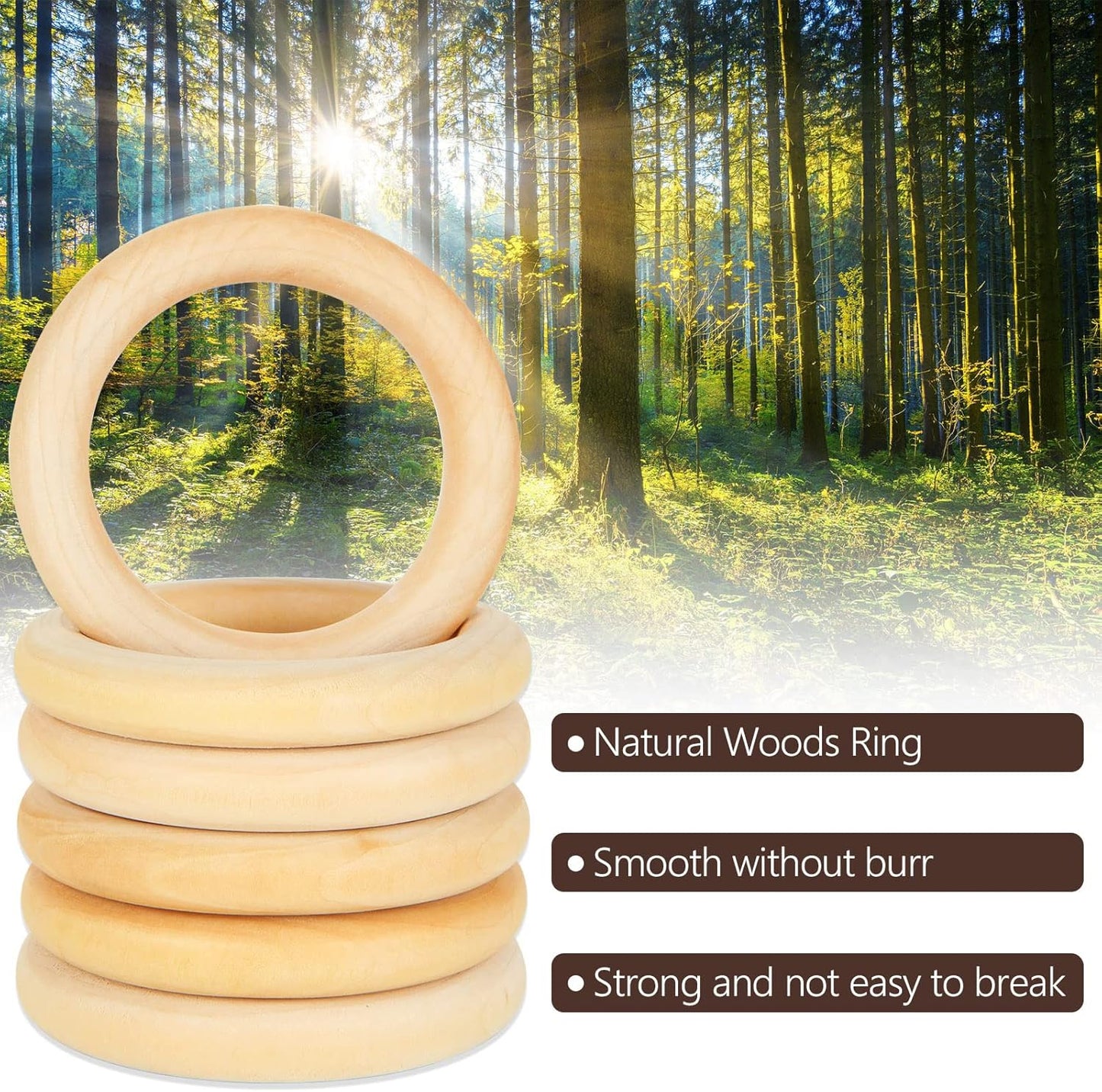 APACALI 20PCS Wood Rings for Crafts 4 Inch Large Natural Unfinished Wooden Ring 96mm Smooth Solid Smooth Wood Macrame Rings for DIY Crochet Wood Hoops Connectors Jewelry Making