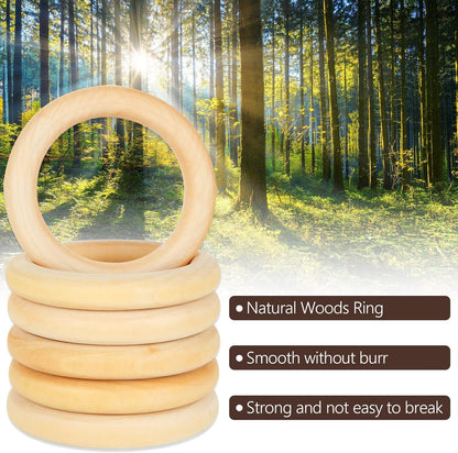 APACALI 20PCS Wood Rings for Crafts 4 Inch Large Natural Unfinished Wooden Ring 96mm Smooth Solid Smooth Wood Macrame Rings for DIY Crochet Wood Hoops Connectors Jewelry Making