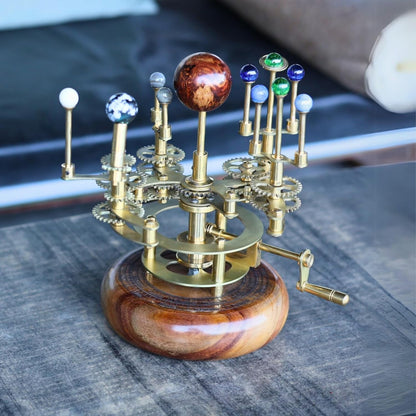 Solar System Model | Educational & Decorative Astronomy Orrery | Premium Brass Mechanical Planetarium (8" Earth & Moon)