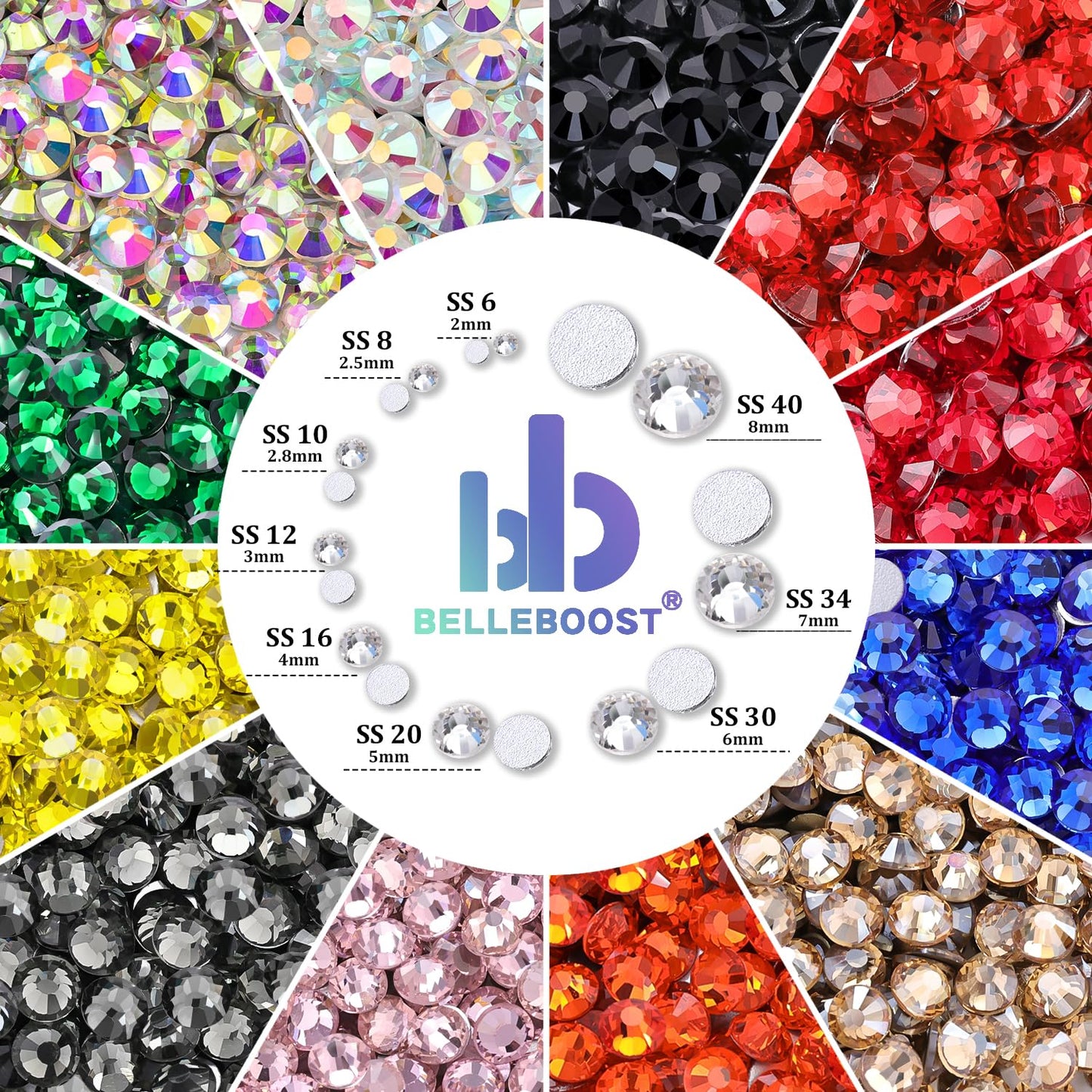 5000PCS SS6/2mm Glass Crystal Rhinestones (Clear), Bedazzling Flatback Rhinestones for Crafting DIY Crafts Nail Art Makeup Decoration, Gems Diamond Charms for Tumbler Shoes Clothing Mug