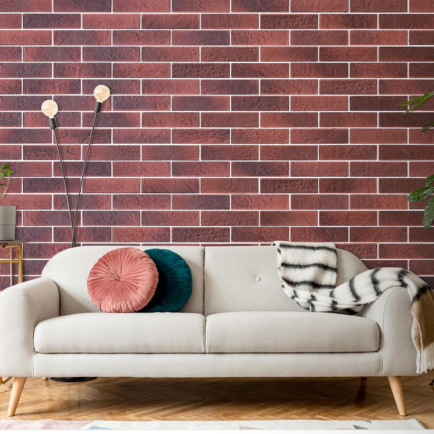 100 Whitewash Grey Faux Brick Wall Tiles, 3D Thin Brick Veneers for Bedroom, Bathroom, Kitchen, Fireplace and Fence Wall Panels (14.2 sq ft)