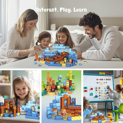 Magnetic Tiles Race Track Set, 52PCS STEM Educational Magnetic Building Blocks with 2 Race Cars, Montessori Sensory Travel Toys for Kids 3 4 5 6 7 8, Birthday for Boys & Girls
