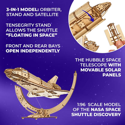 UGEARS NASA Saturn V 3D Puzzles for Adults - Wooden Model Kits for Adults Model Rocket Full Kit Space Shuttle Model Aerospace Engineering Gifts Brain Teaser, Hobby Set