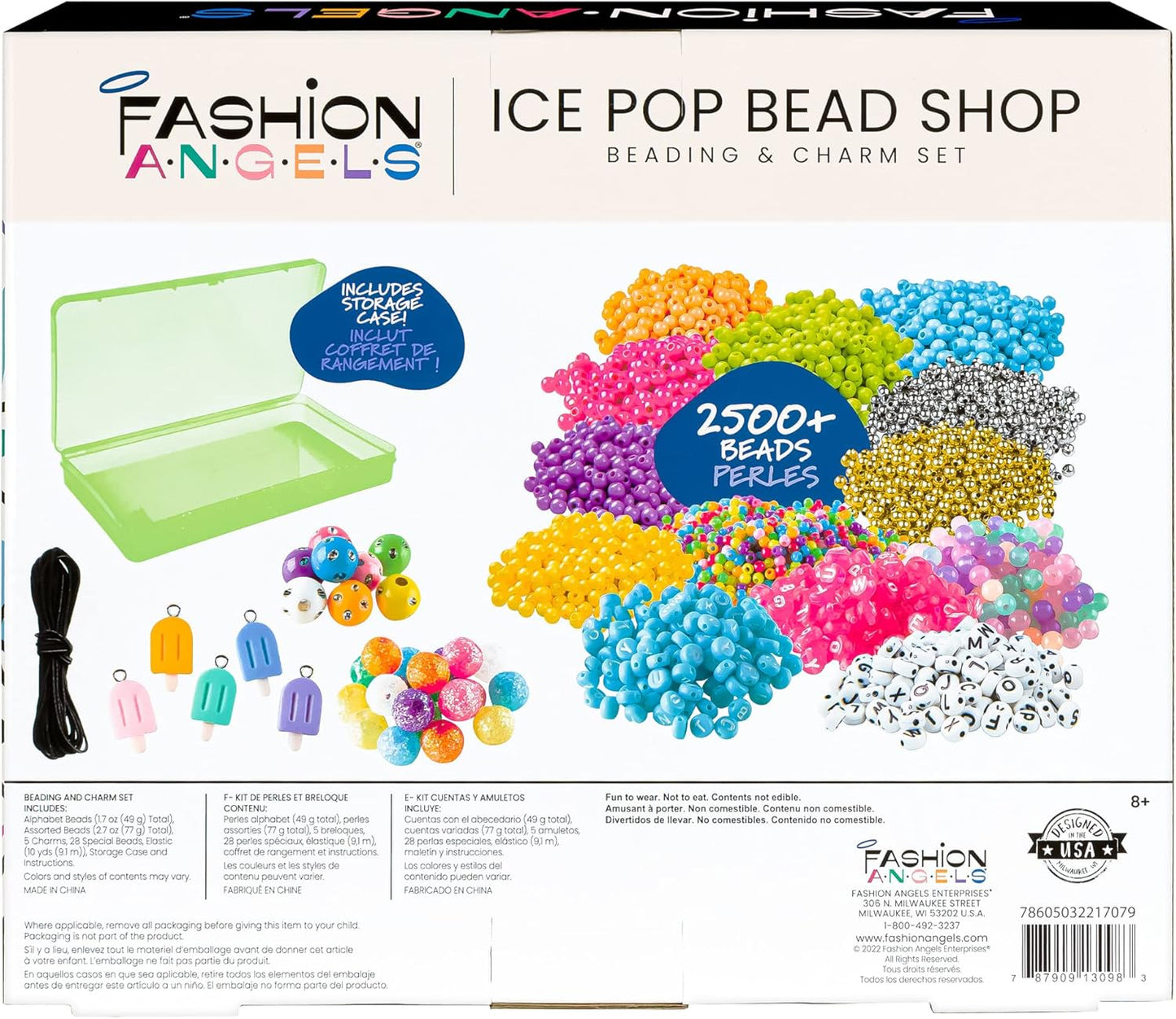 Fashion Angels Ice Pop Bead Shop Beading Kit - Over 2500 Beads for Friendship Bracelets and Necklaces - Jewelry Design Kit with Keeper Case - Ages 8 and Up