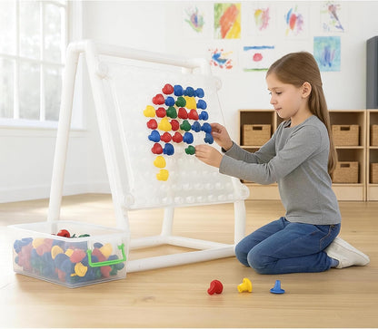 Constructive Playthings Mega Pegboard – 100 Oversized Pegs with Stand & Storage | STEM Manipulative for Math, Science & Special Needs