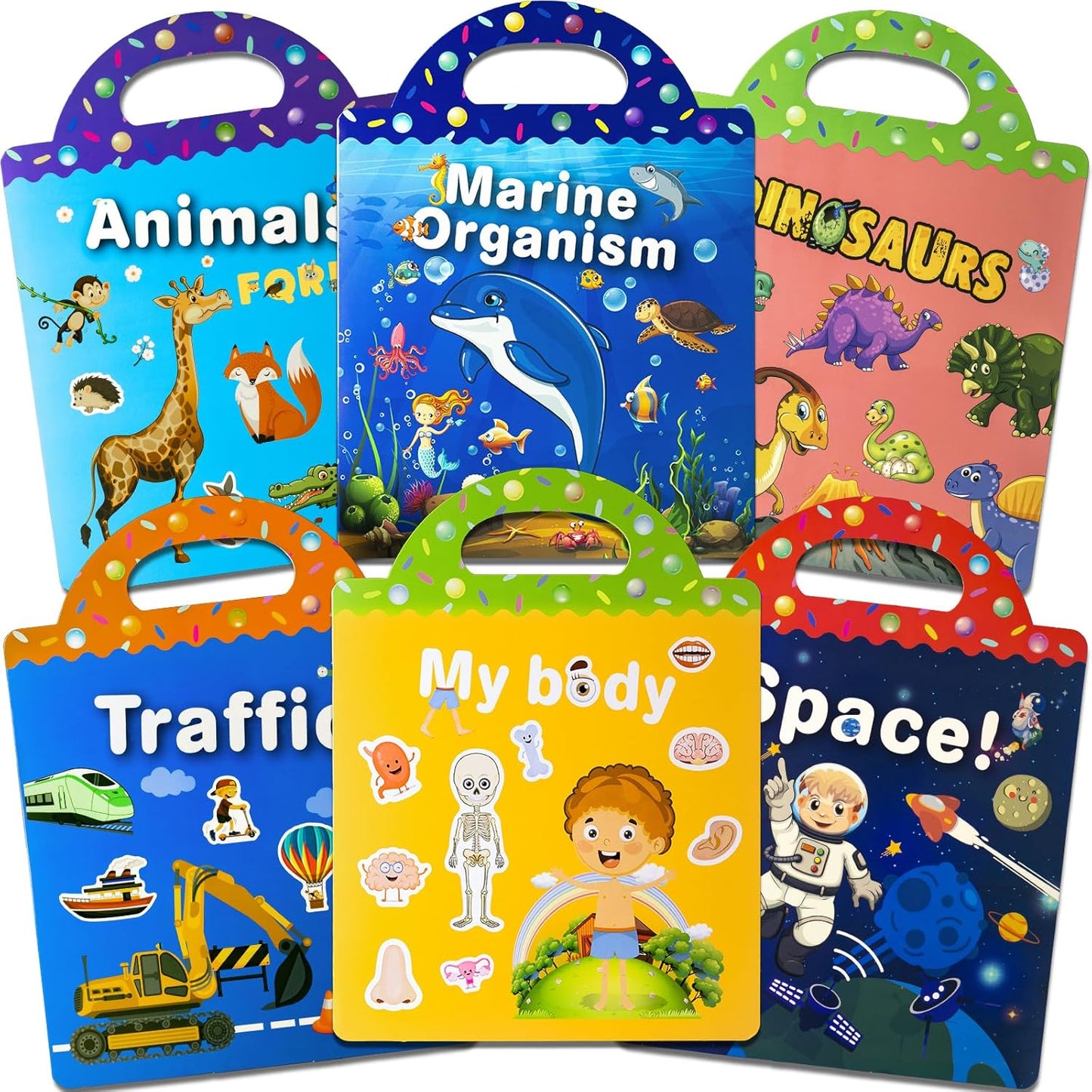 Reusable Sticker Books for Toddlers 1-3, Puffy Stickers Book for Kids Ages 2-4, Toddler Travel Activities Book Toy for Birthday Christmas - Christianity Jesus, Noah's Ark, Fairy Tales(3 Set)