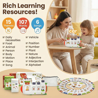 Talking Flash Cards for Toddlers 2-8,Montessori Toys for Autism,107 Sight Words,Alphabet CVC Learning Toy,Speak and Spell Phonics Games for Kindergarten,Educational Birthday Gift for Kids