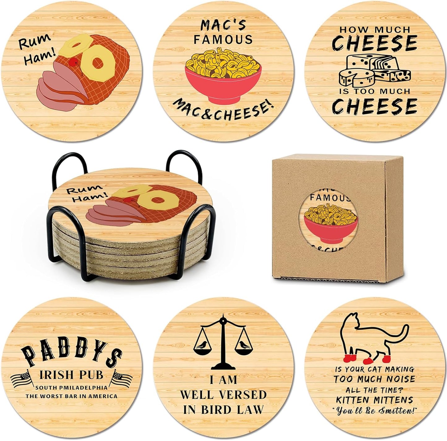 Golden Girls TV Show Merchandise,6 PCS Cork Coasters for Drinks,Funny Set with Coasters Holder,Golden Girls Fans Clean Dirty Dishwasher Magnet,Refrigerator Sign Kitchen Decor Gifts