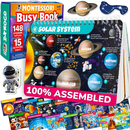 QUOKKA Montessori Busy Book for Toddlers 1-3 - Pre K Kids Learning Activities for Homeschooling - My Preschool Busy Book for Ages 3-5 - 15 Kids Educational Activities 2-4 Years