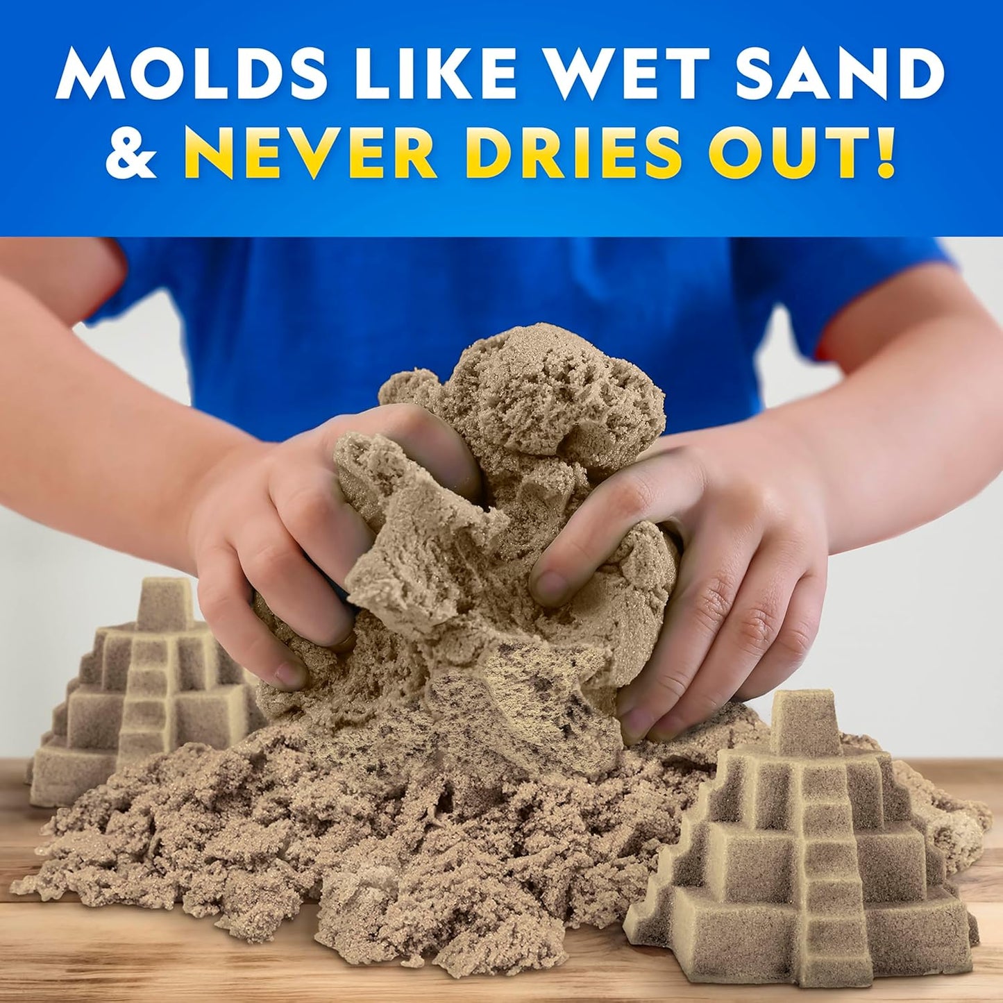 National Geographic Moon Sand - 24 Lb. Bulk Play Sand Kit with 6 Castle Molds (Blue) - A Fun No Mess Sensory Activity, Kids Fake Sand Play Set, Sensory Bin Filler