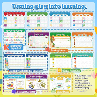Montessori Busy Book for Toddlers 3-5, Activity Books for Kids, Toddler Busy Book for Preschool and Kindergarten Learning Activities