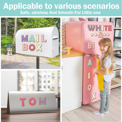 Qyeahkj 103 Pcs Preppy Patch Magnetic Letters 2" Preppy Patch Magnetic Letters for Classroom Whiteboard Fridge Magnet Alphabet Kit for Toddlers Educational Tool for Preschool Home Learning Spelling