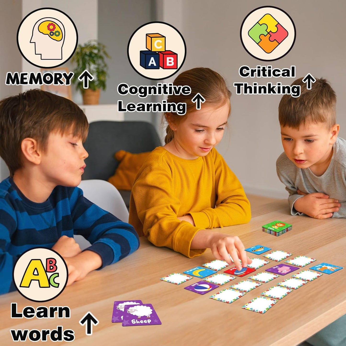 zheyistep 100 PCS Animal Matching Game for Kids Toddlers Memory Game, Animal Match Game Concentration Card Game for Boys Girls Preschool Learning Activities