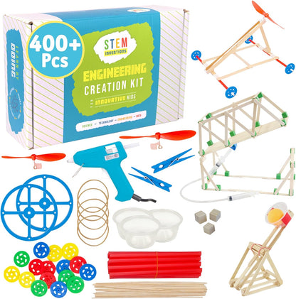 STEM Craft Kit – 25 Engineering Project Ideas, Complete STEM Project Kit with Over 400 Components for Classrooms and Groups, Ages 8+
