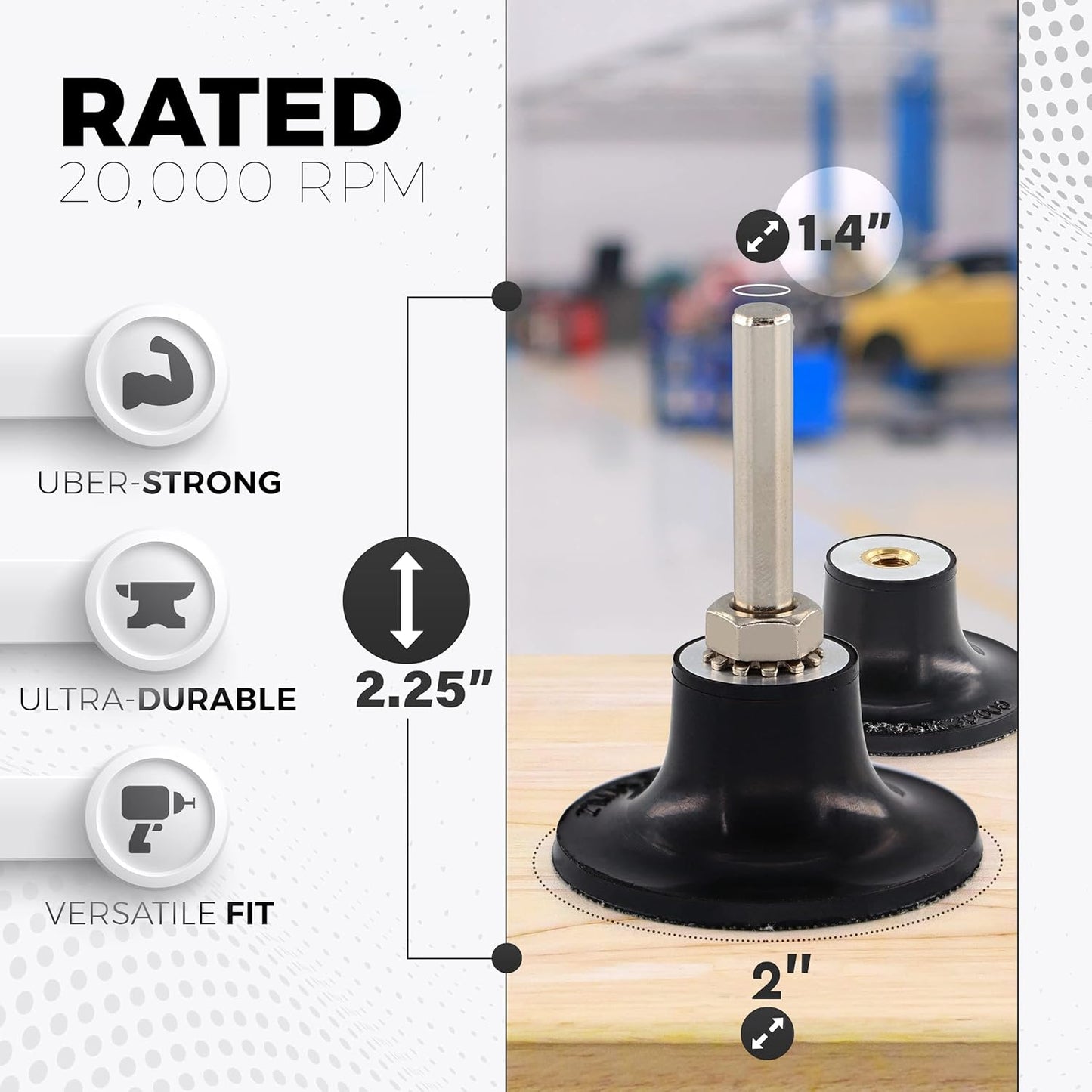 2 Inch Disc Pad Holder with ¼” Shank, Die Grinder Sanding Suitable for Roloc, Quick Change Medium Disc Attachments for Polishing, Sanding and Surface Preparation, – by Ram Pro