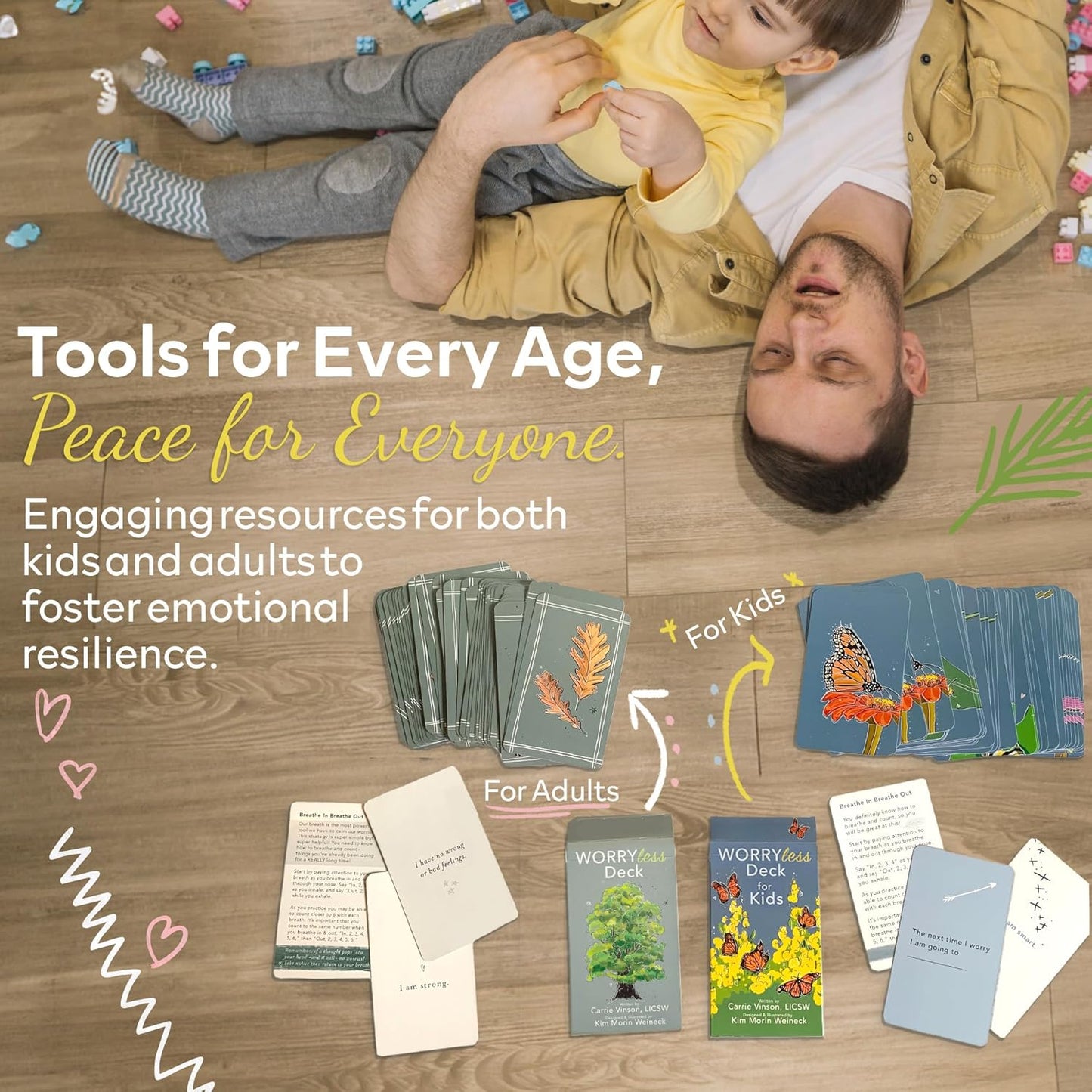 Worry Less Kids Deck - Emotional Regulation Tools for Kids, 52 Therapy Cards with Affirmations & Coping Skills, Helps Children Talk About Feelings, Ideal Tools for Health Therapists