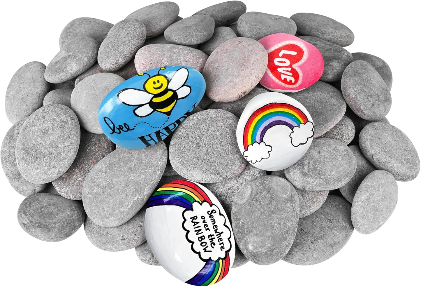 River Rocks for Painting 45 Pcs Large 2-3 Inch Flat Smooth Painting Stones Craft Rock to Paint for Kids Crafts Painting Bulk