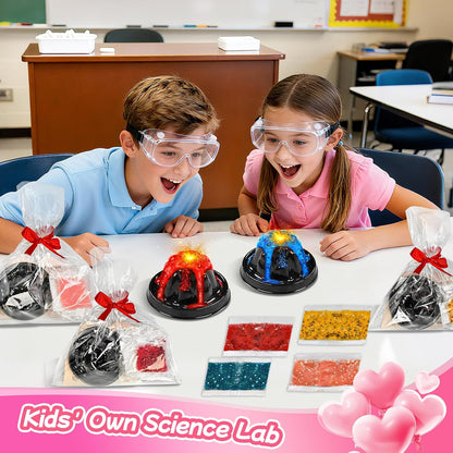 28 Pack Valentine's Day Gift Erupting Volcano Kit with Greeting Cards Volcano Science Experiment Party Favor STEM Educational Toys School Gifts Exchange Classroom Prizes for Boys Girls