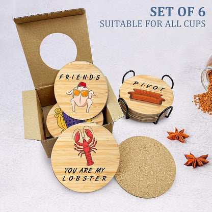 Golden Girls TV Show Merchandise,6 PCS Cork Coasters for Drinks,Funny Set with Coasters Holder,Golden Girls Fans Clean Dirty Dishwasher Magnet,Refrigerator Sign Kitchen Decor Gifts