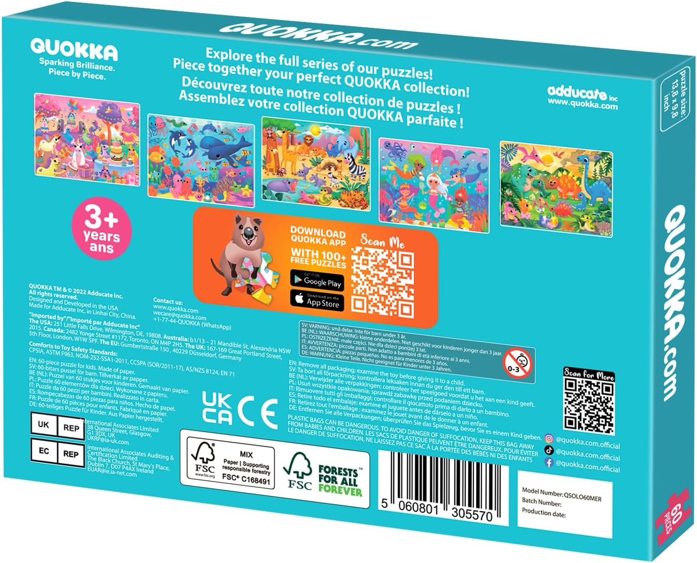QUOKKA Puzzles for Kids Ages 4-6 – 60 Piece Jigsaw Puzzles for Toddlers Ages 3-5 with Unicorns – Quiet Time Toy for Preschoolers 2-4 – FSC Certified Educational Learning Game for Boys and Girls