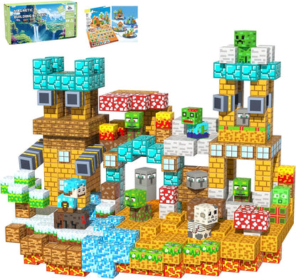 Magnetic Blocks Toys for Kids, 100 PCS Building Blocks Cubes, Stacking Magnetic Tiles Toys for Kids Toddlers Boys Girls Ages 3 4 5 6 7 8-12 Birthday Gifts Party Supplies (Underworld)