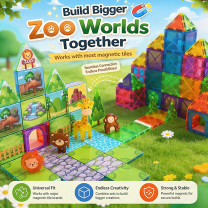 LATI Magnetic Tiles Dinosaur Building Set, Dino World Magnet Blocks with Double-Sided Egg Hatch Story, STEM Construction Toy for Kids Ages 3+, Educational Gift for Boys & Girls