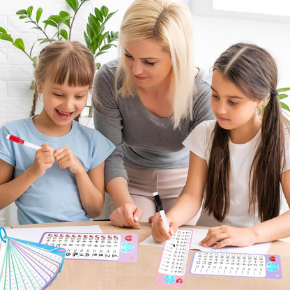 15Pcs Multiplication Flash Cards 0-12, Time Table Flash Cards Chart with 2 Dry Erase Pens 1 Rings, Educational Math Multiplication Chart for 1st to 3rd Grades Fun Learning with Math Game
