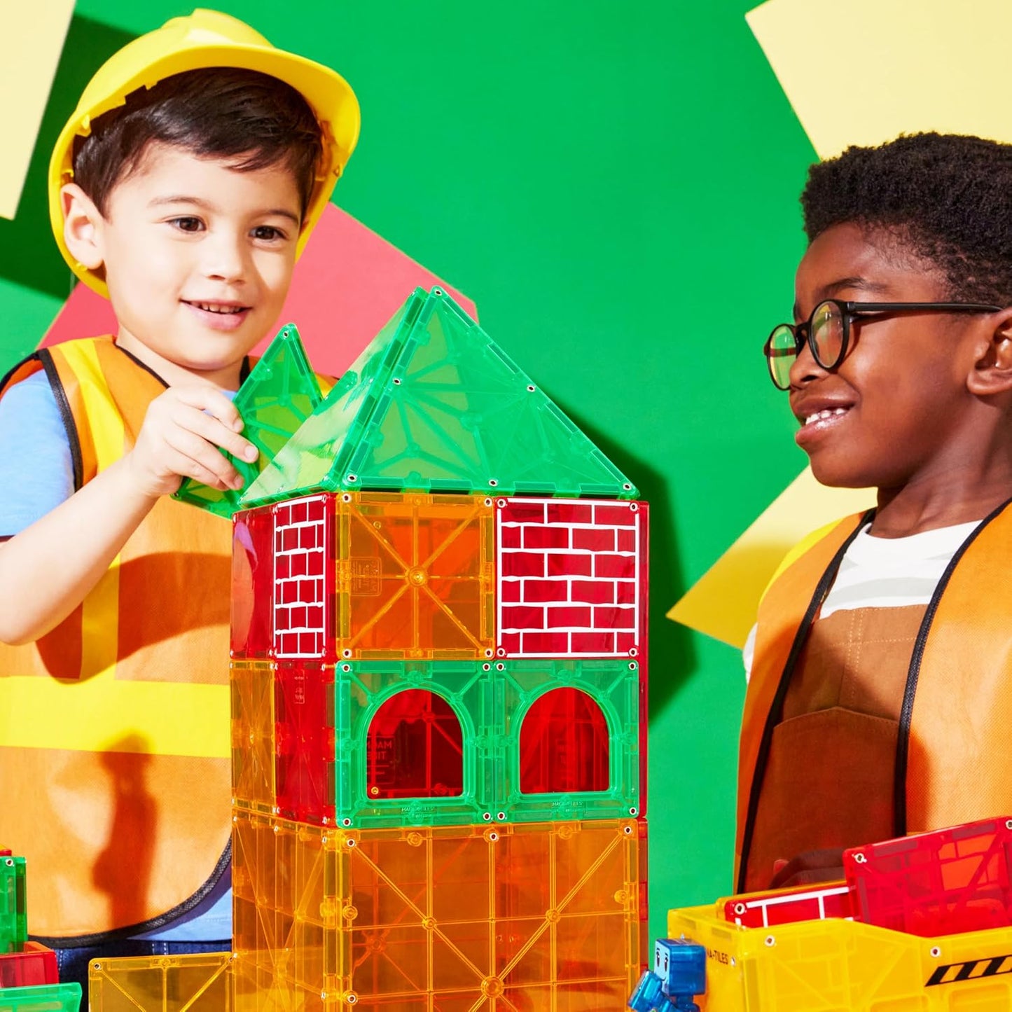 Magna-Tiles Builder XL 50-Piece Magnetic Construction Set, The Original Magnetic Building Brand